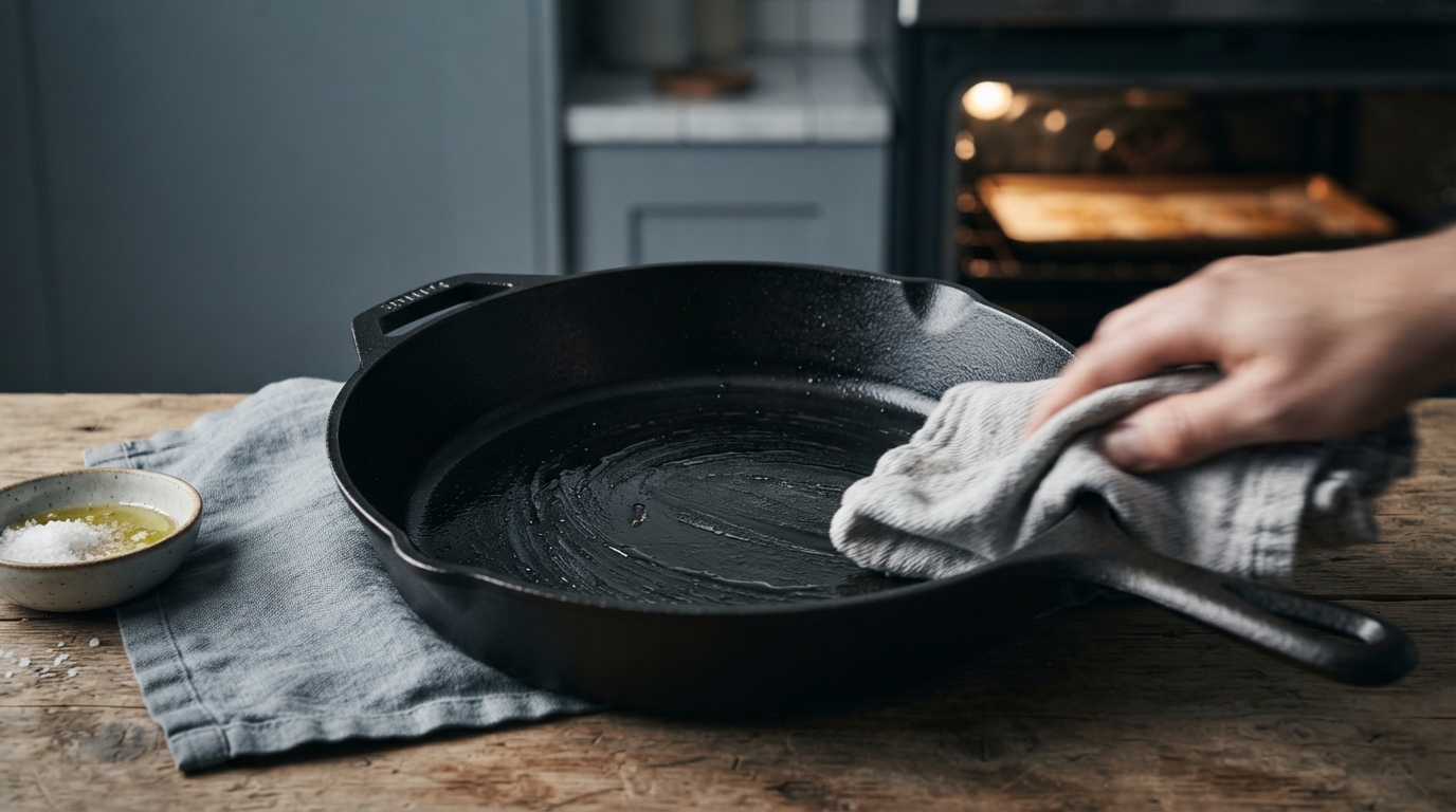 Editorial illustration for How to Season, Maintain, and Troubleshoot a Cast Iron Skillet